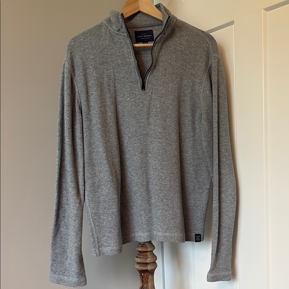 Lucky Brand Gray Quarter-Zip Sweater